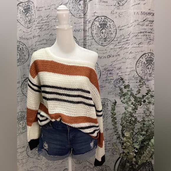 NO BRAND | Striped Knit Sweater - Picture 2 of 6